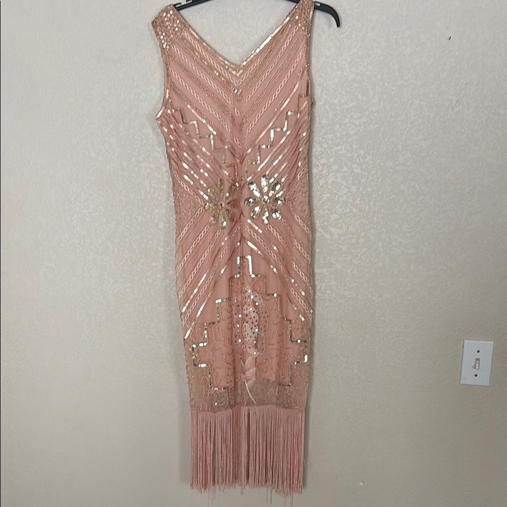 Elegant Pink Beaded Dress